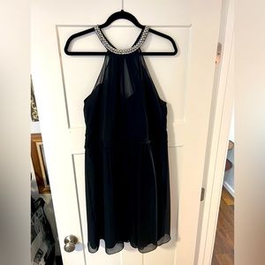 David’s bridal cocktail dress with faux pearl neckline chocker